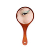 Portable Wooden Hand Vanity Mirror with Handle for Home Travel Dark Brown