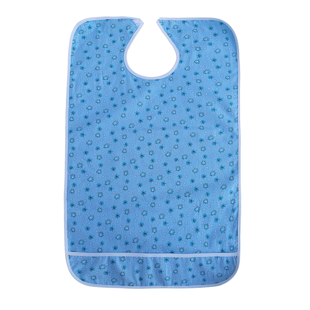 Cotton Clothing Protector Bib Disability Aid Apron with Catch Pocket Blue