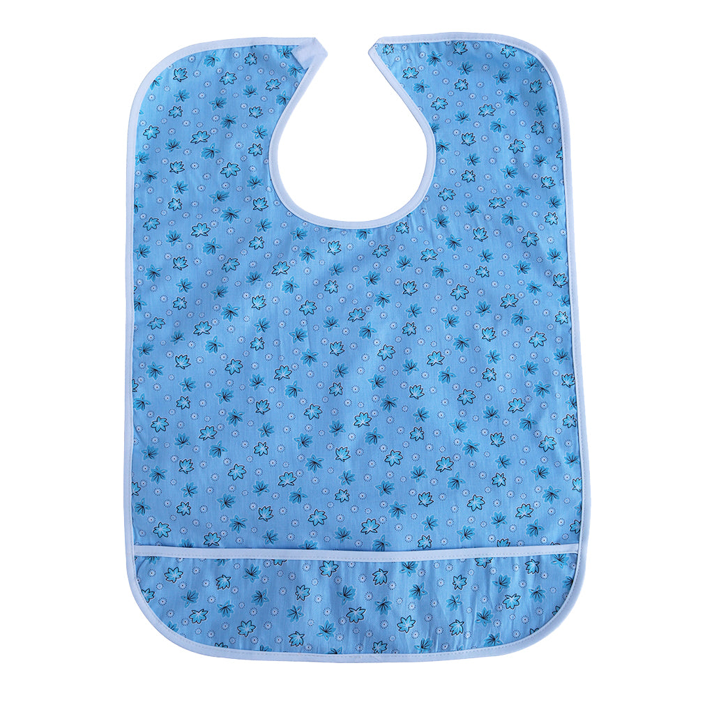 Cotton Clothing Protector Bib Disability Aid Apron with Catch Pocket Blue