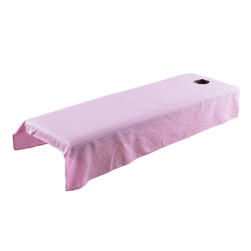 Beauty Massage SPA Treatment Bed Table Cover Sheet w/Face Hole Pink