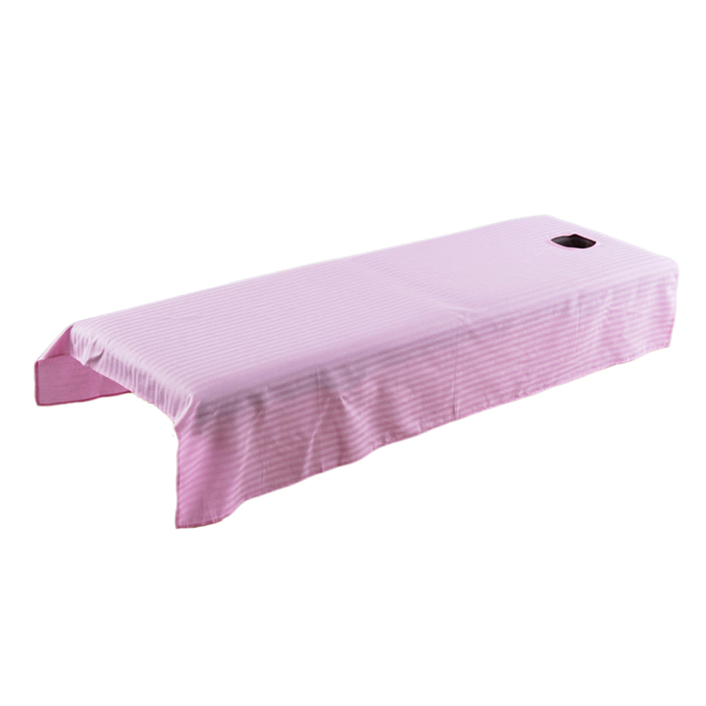 Beauty Massage SPA Treatment Bed Table Cover Sheet w/Face Hole Pink