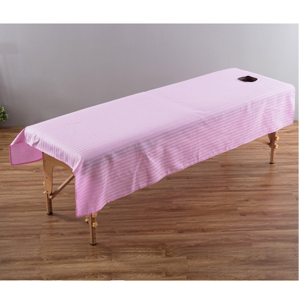 Beauty Massage SPA Treatment Bed Table Cover Sheet w/Face Hole Pink