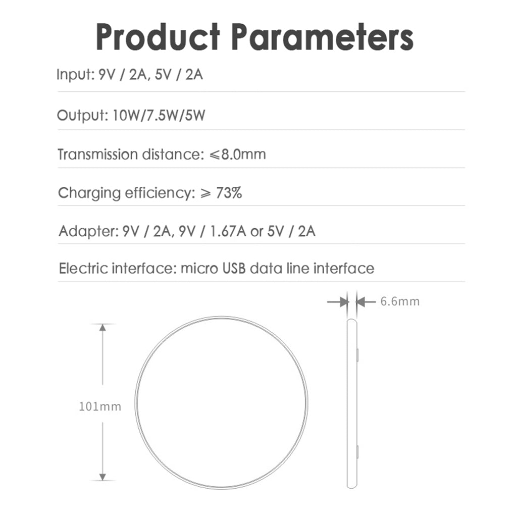 Wireless Charger 10W for Samsung Galaxy S9 S8 S8 Plus Note 8 Note 5 S7 Edge Silver