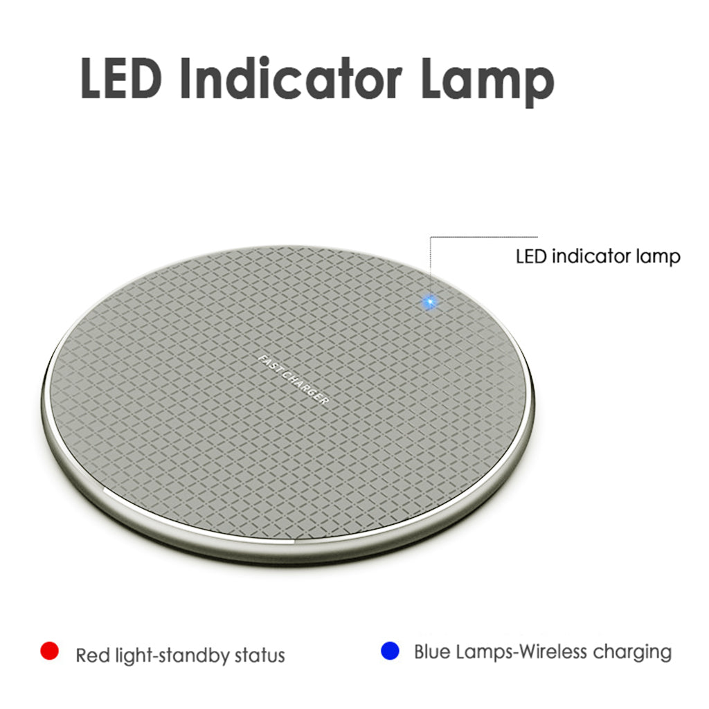 Wireless Charger 10W for Samsung Galaxy S9 S8 S8 Plus Note 8 Note 5 S7 Edge Silver