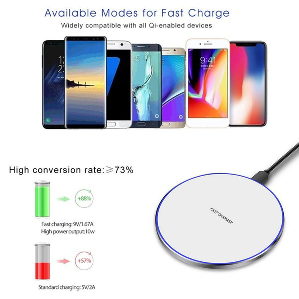 Wireless Charger 10W for Samsung Galaxy S9 S9 Plus Note 8 S6 Edge S7 Edge White