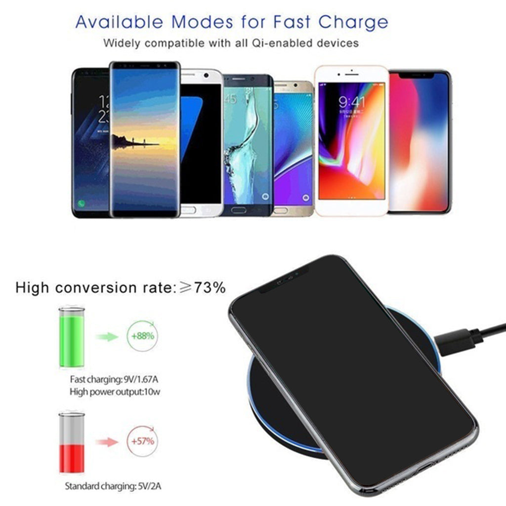 Wireless Charger 10W for Samsung Galaxy S9 S9 Plus Note 8 S6 Edge S7 Edge Black