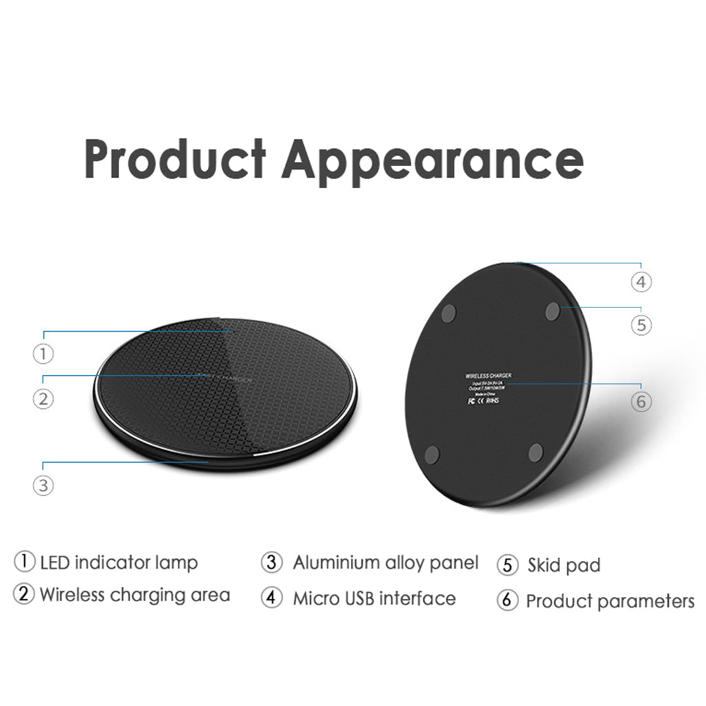 Wireless Charger 10W for Samsung Galaxy S9 S8 S8 Plus Note 8 Note 5 S7 Edge Black