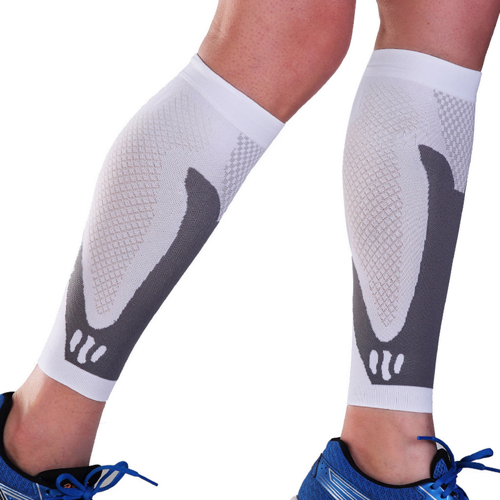 1 Pair Sports  Running Calf Compression Sleeves Leg Guard Wrap White XL