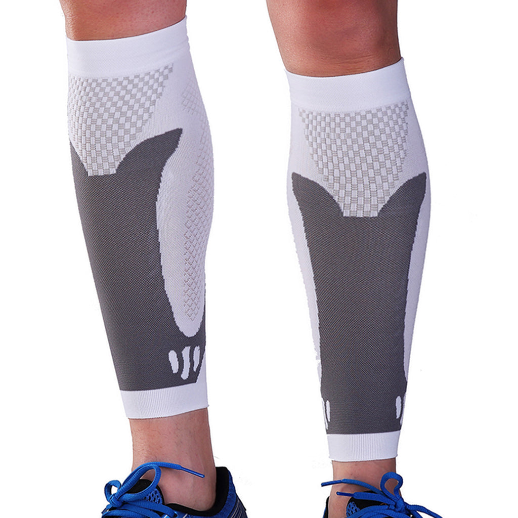 1 Pair Sports  Running Calf Compression Sleeves Leg Guard Wrap White XL