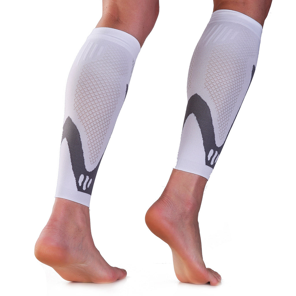 1 Pair Sports  Running Calf Compression Sleeves Leg Guard Wrap White XL