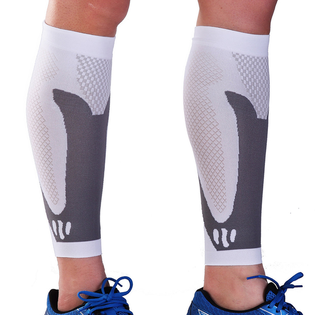 1 Pair Sports  Running Calf Compression Sleeves Leg Guard Wrap White XL