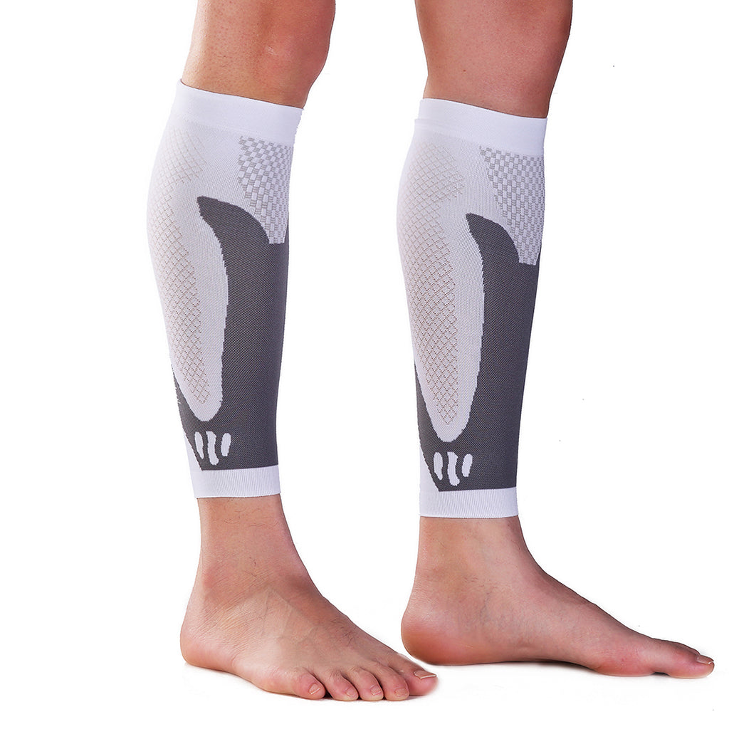 1 Pair Sports  Running Calf Compression Sleeves Leg Guard Wrap White XL