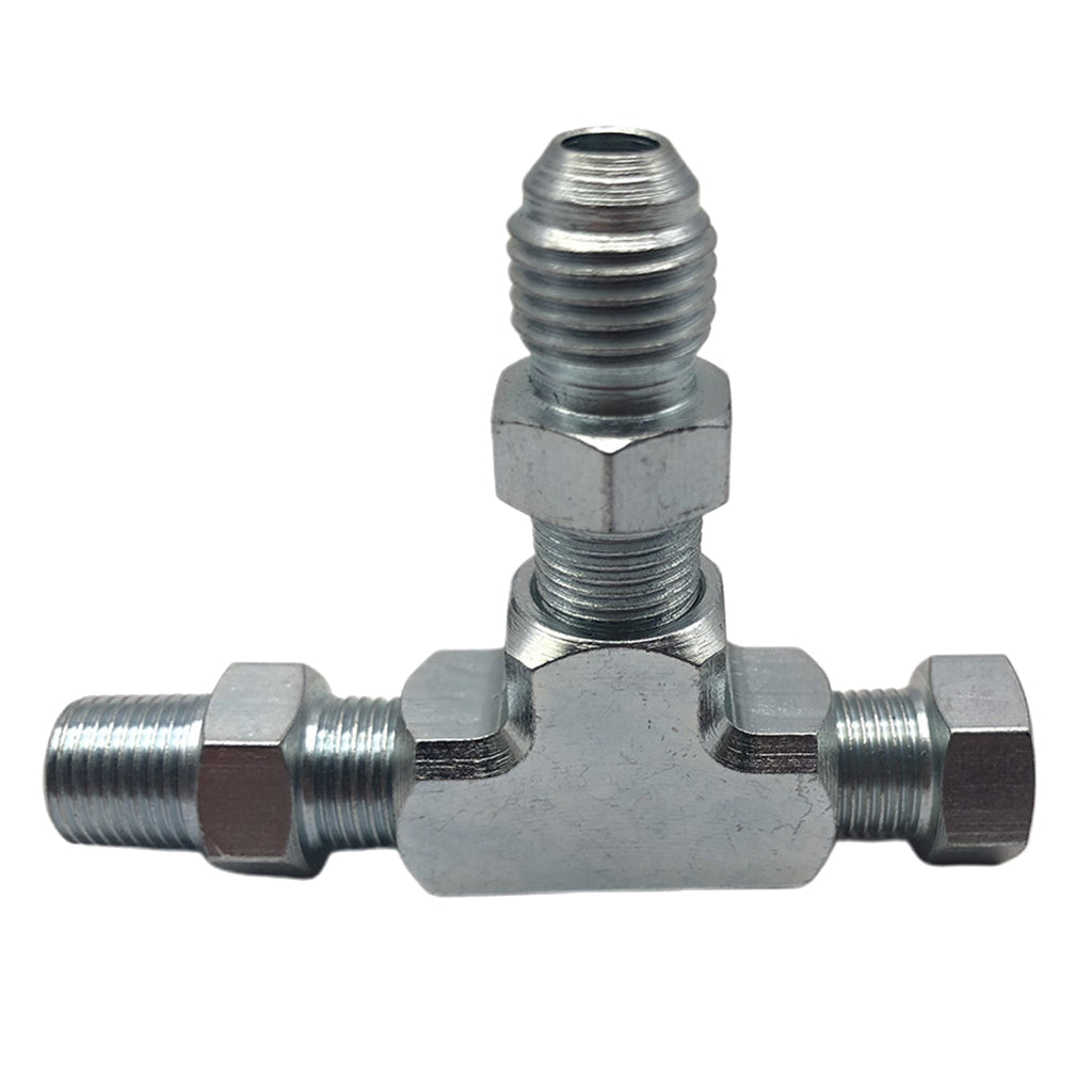 Adapter Fitting 3 Way 1/8" NPT IFF to 4AN Plug Oil Feed Pressure Sensor