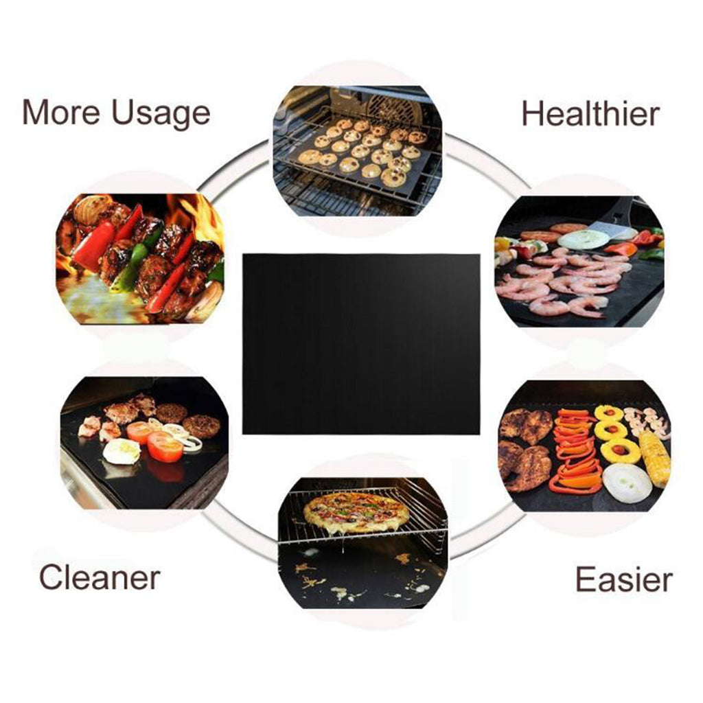 Non-Stick BBQ Grill Mat Set,Reusable,Easy to Clean,Heat Resistant 5pcs Set