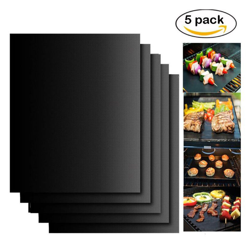 Non-Stick BBQ Grill Mat Set,Reusable,Easy to Clean,Heat Resistant 5pcs Set