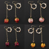 2pcs Women Fashion Flower Bud Dangle Earrings Pearl Beaded Earbob  Fushcia