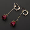 2pcs Women Fashion Flower Bud Dangle Earrings Pearl Beaded Earbob  Fushcia