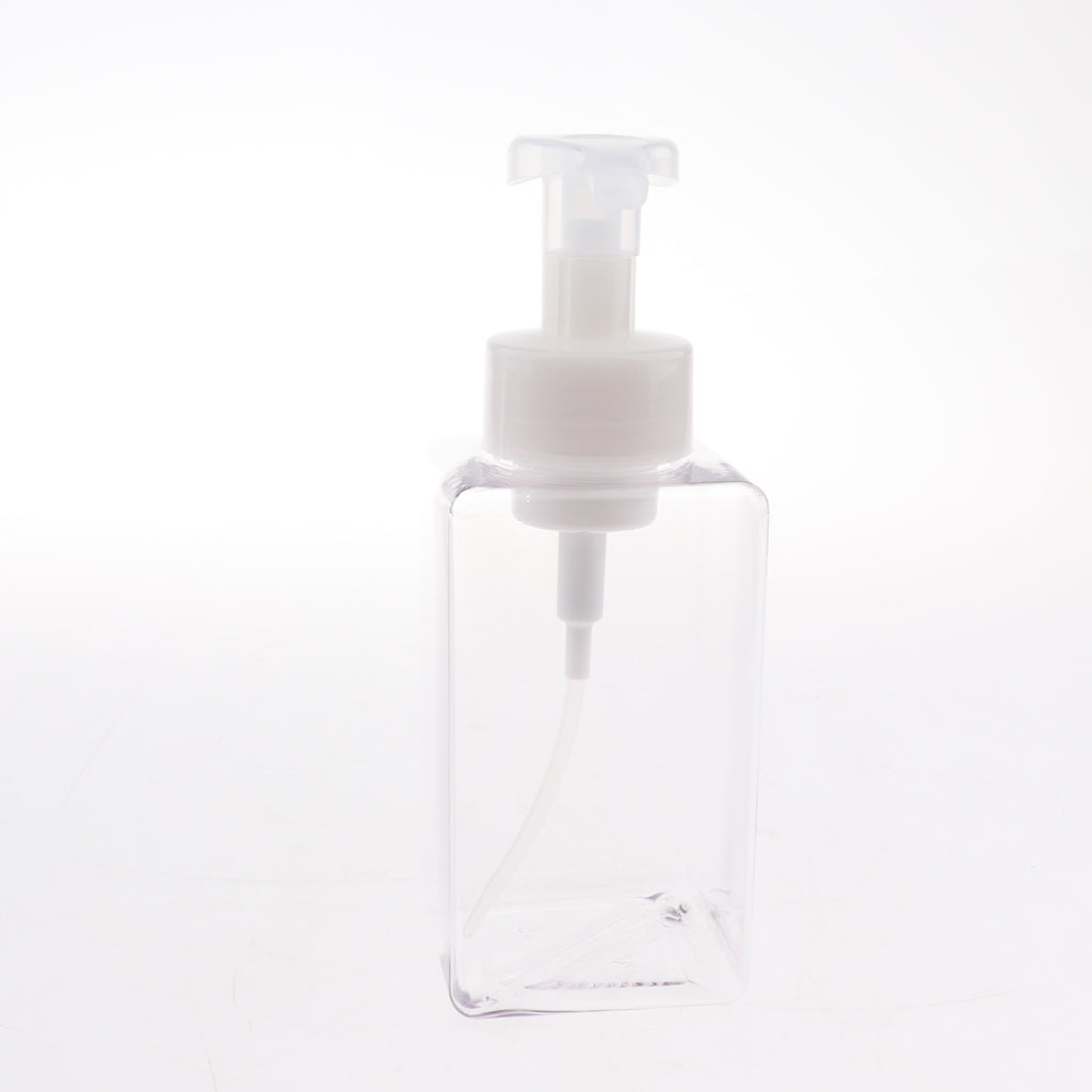 Empty Plastic Square Pump Bottle Jar Foam Dispenser for Liquid Lotion Clear