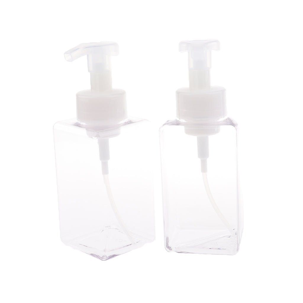 Empty Plastic Square Pump Bottle Jar Foam Dispenser for Liquid Lotion Clear