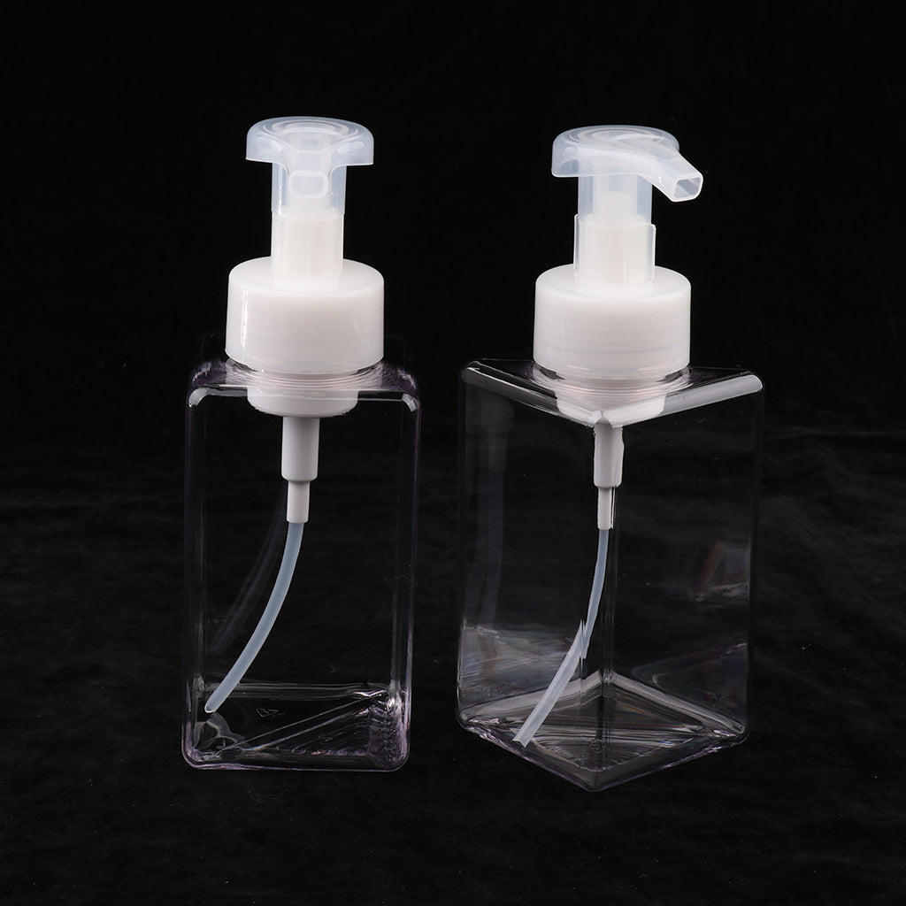 Empty Plastic Square Pump Bottle Jar Foam Dispenser for Liquid Lotion Clear