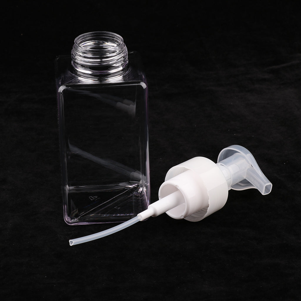 Empty Plastic Square Pump Bottle Jar Foam Dispenser for Liquid Lotion Clear