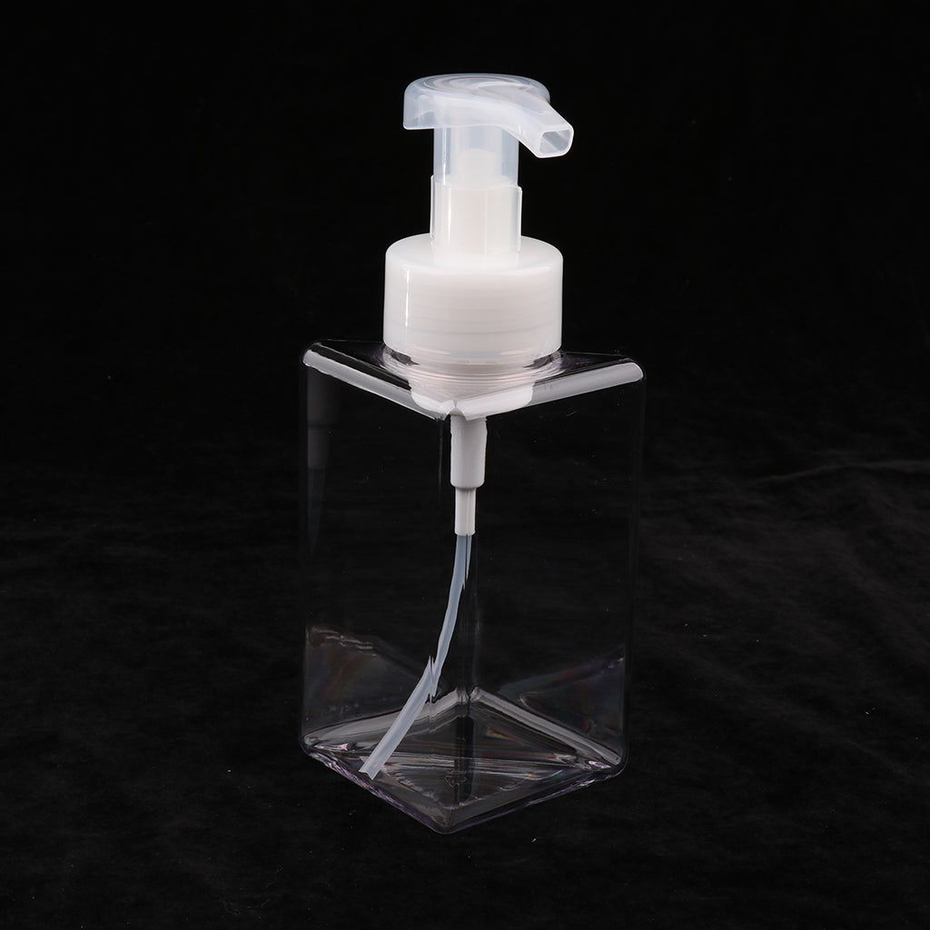 Empty Plastic Square Pump Bottle Jar Foam Dispenser for Liquid Lotion Clear