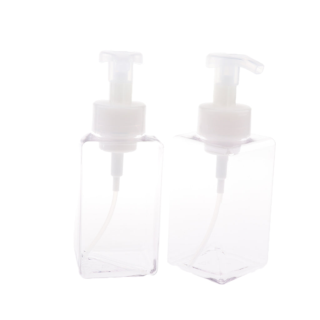 Empty Plastic Square Pump Bottle Jar Foam Dispenser for Liquid Lotion Clear