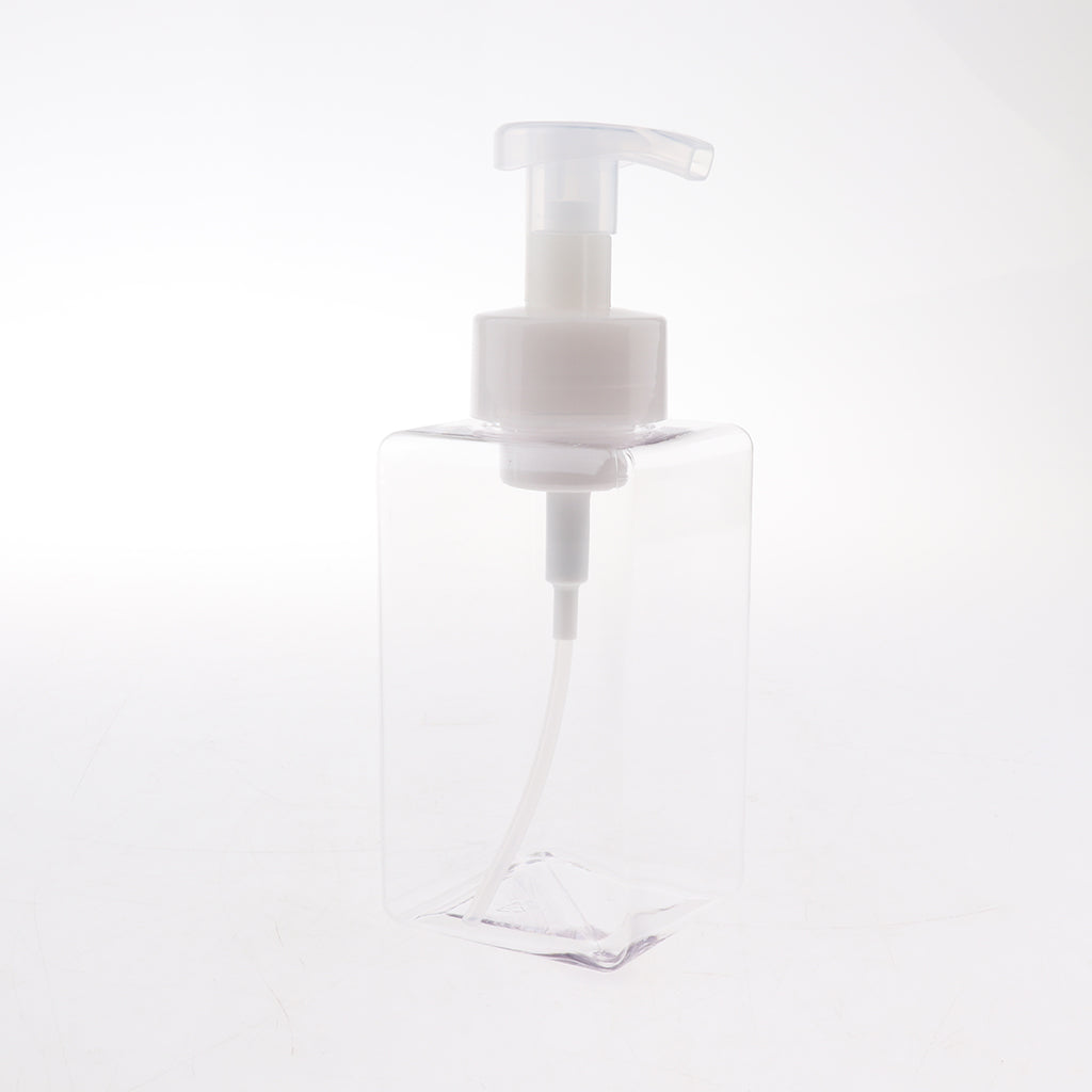 Empty Plastic Square Pump Bottle Jar Foam Dispenser for Liquid Lotion Clear