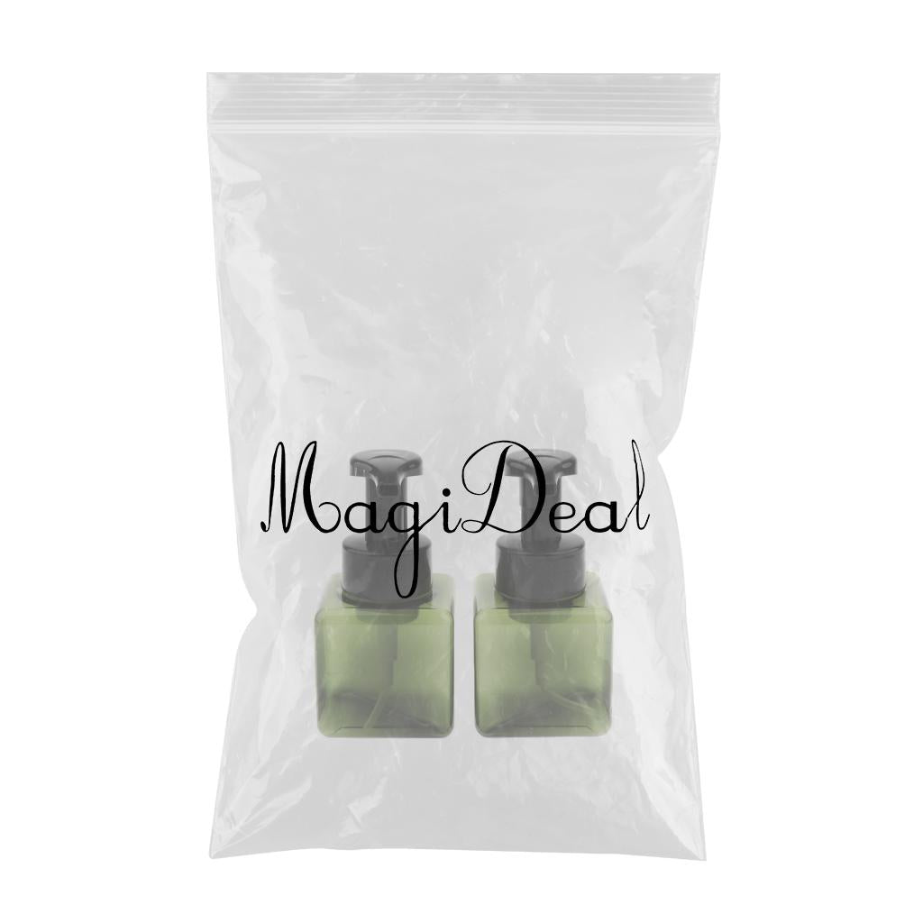 2Pcs 250ml Square Foam Lotion Pump Bottle Dispenser Vials Jar Dark Green