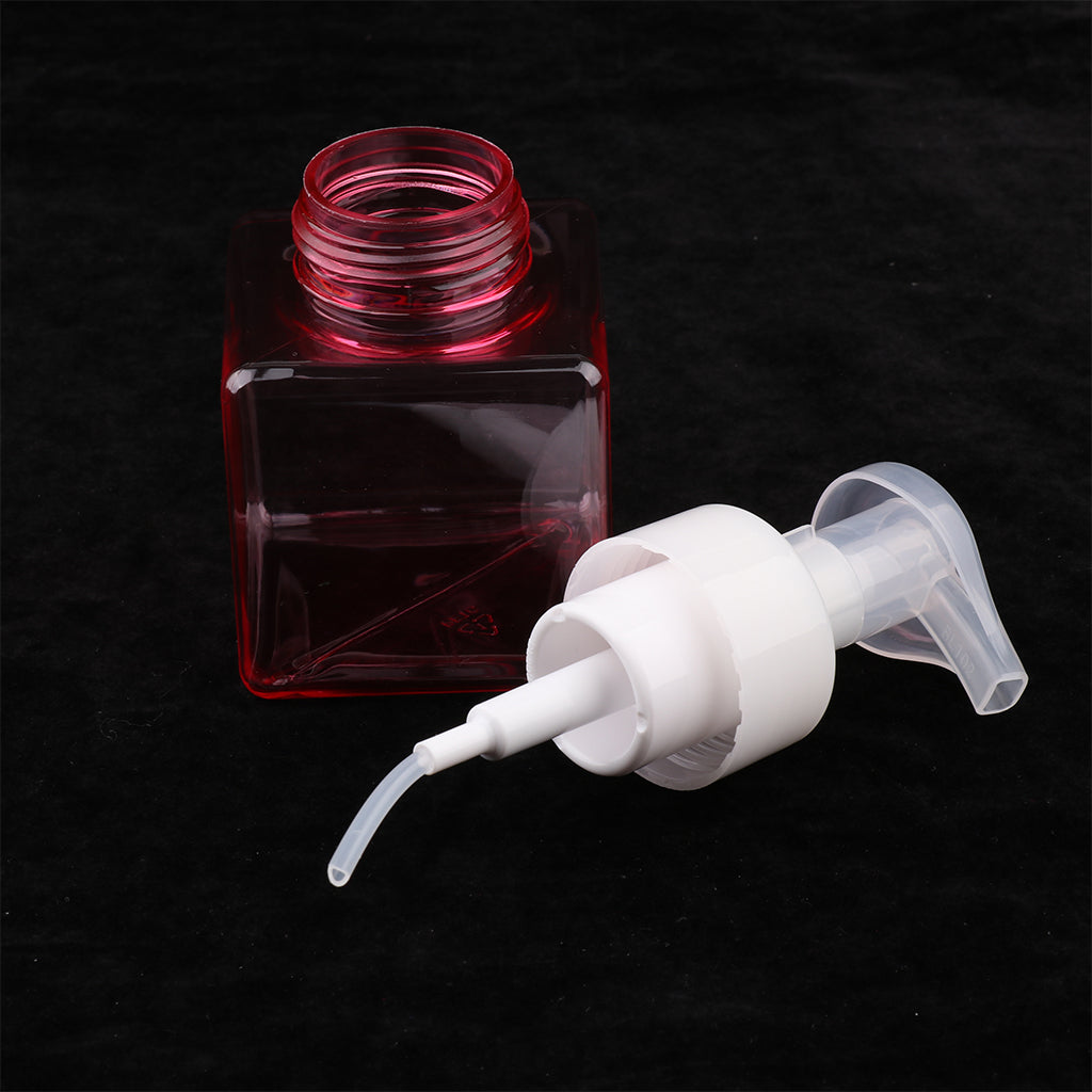 2Pcs 250ml Square Foam Lotion Pump Bottle Dispenser Vials Jar Clear Pink