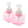 2Pcs 250ml Square Foam Lotion Pump Bottle Dispenser Vials Jar Clear Pink