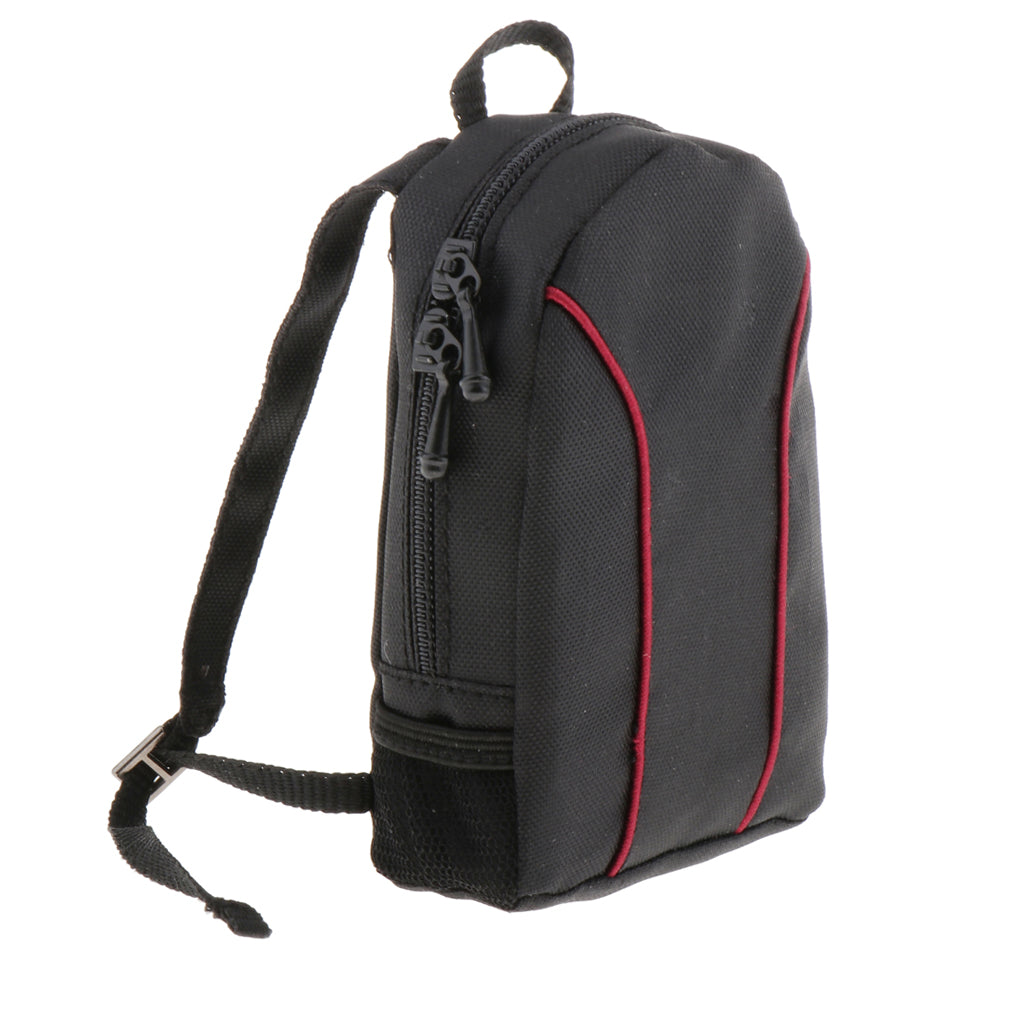 1/6 Scale Laptop Bag Backpack for 12" Male Action Figure Black with Red