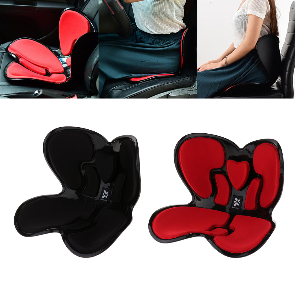 Back Support Seat Cushion Posture Orthopedic Correction Seat Pads Black