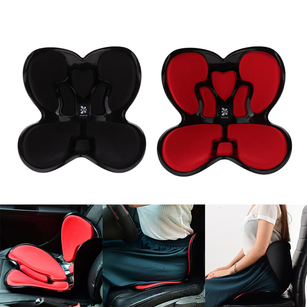 Back Support Seat Cushion Posture Orthopedic Correction Seat Pads Black