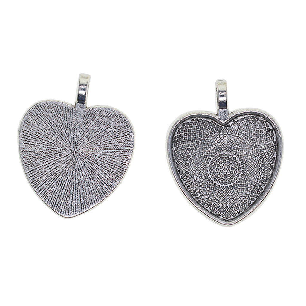 50pcs Blank 1 inch Heart Bezel Tray Base Cabochon Pendant