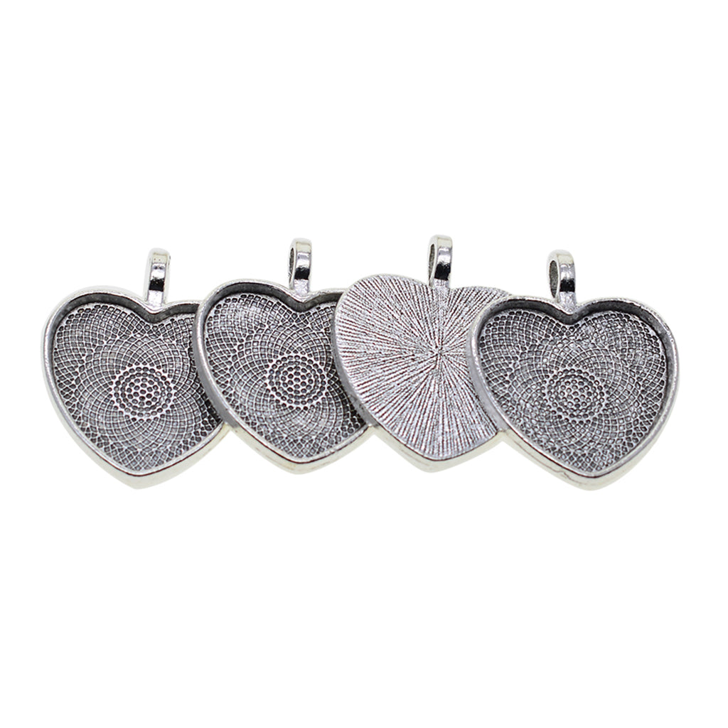 50pcs Blank 1 inch Heart Bezel Tray Base Cabochon Pendant