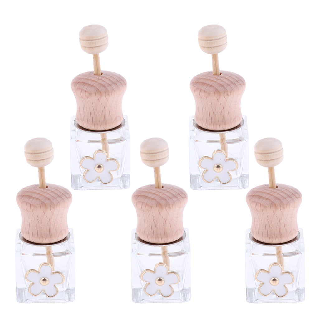 5 Pieces Refillable Car Decor Perfume Bottle Decorative Ornament 6ml Square