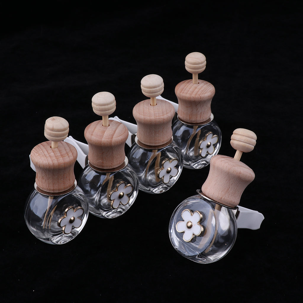 5 Pieces Refillable Car Decor Perfume Bottle Decorative Ornament 8ml Oblate
