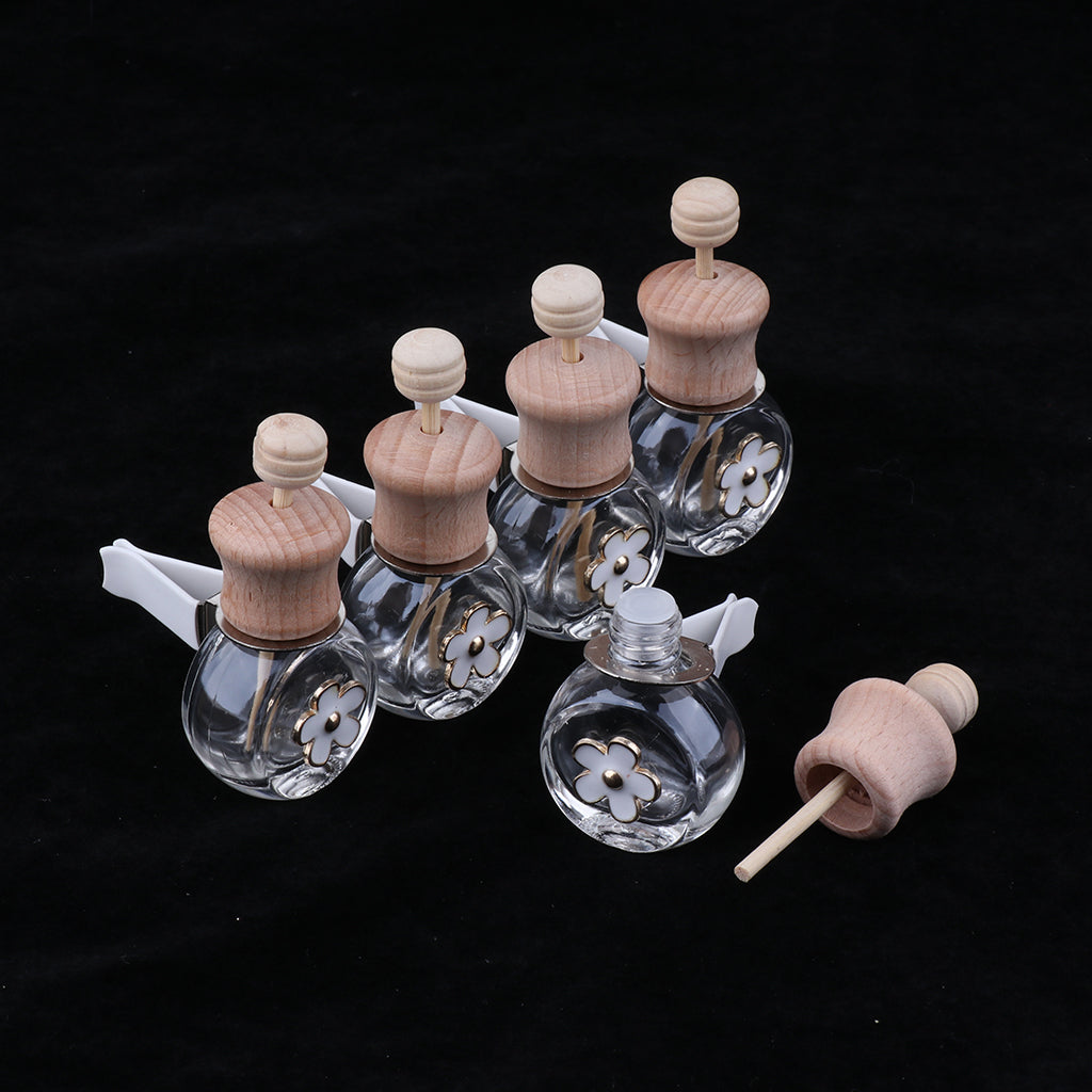 5 Pieces Refillable Car Decor Perfume Bottle Decorative Ornament 8ml Oblate