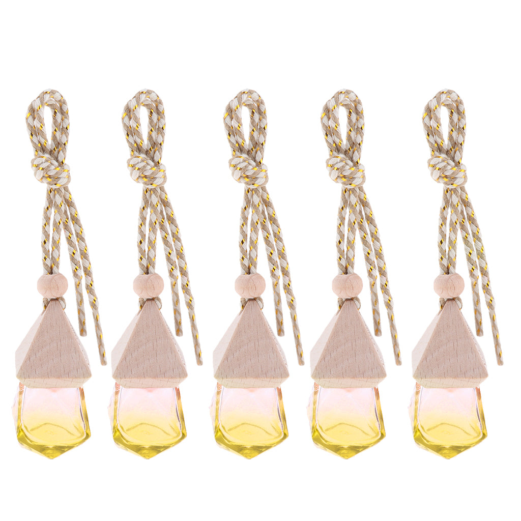 5Pcs 6ML Car Hanging Perfume Bottle Essential Oil Pendant Decor Yellow