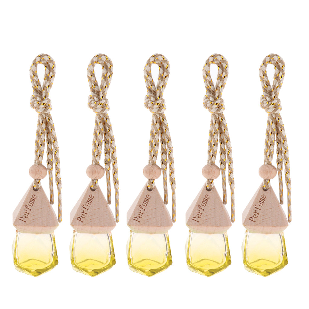 5Pcs 6ML Car Hanging Perfume Bottle Essential Oil Pendant Decor Yellow