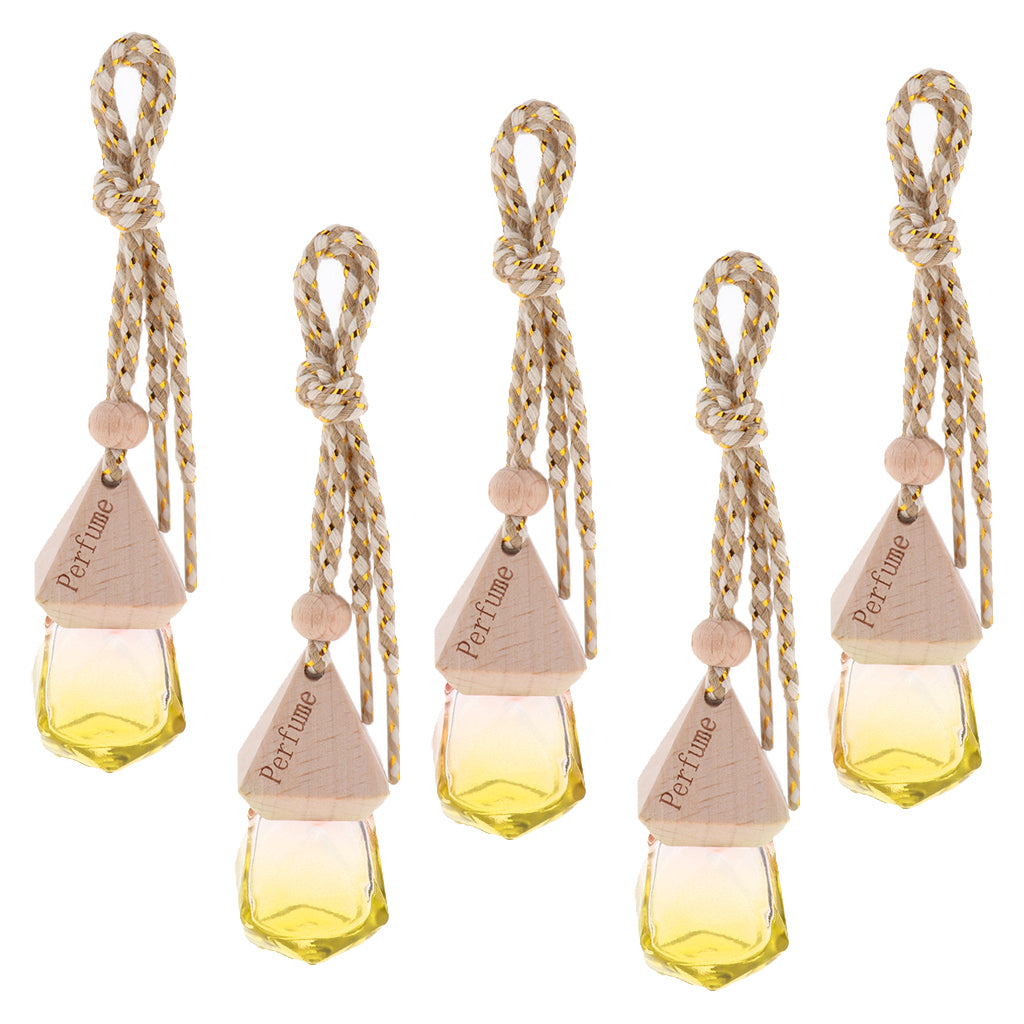 5Pcs 6ML Car Hanging Perfume Bottle Essential Oil Pendant Decor Yellow