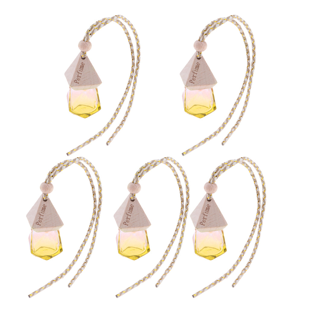 5Pcs 6ML Car Hanging Perfume Bottle Essential Oil Pendant Decor Yellow