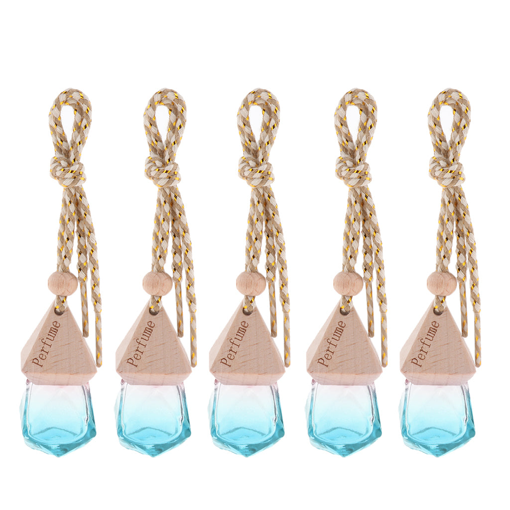 5Pcs 6ML Car Hanging Perfume Bottle Essential Oil Pendant Decor Light Blue