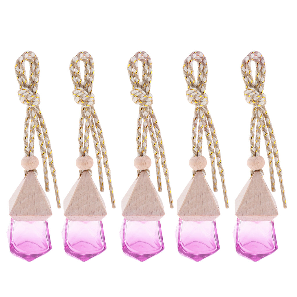 5Pcs 6ML Car Hanging Perfume Bottle Essential Oil Pendant Decor Purple