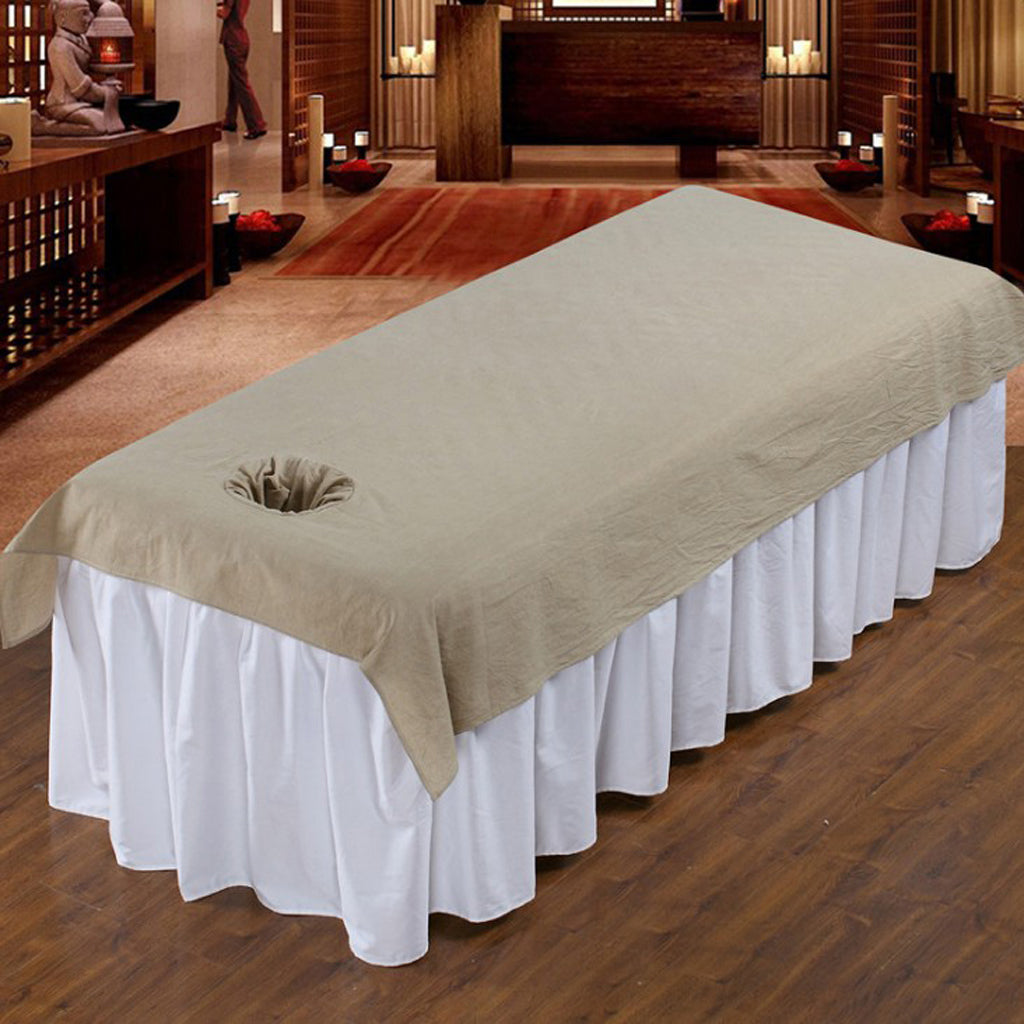 Reusable Washable Cotton Acupuncture Massage Table Bed Pad Cover Khaki