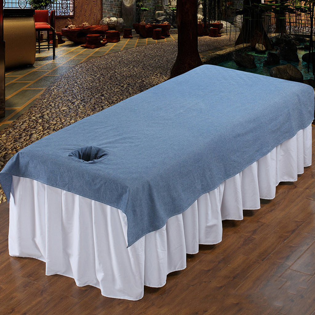 Reusable Washable Cotton Acupuncture Massage Table Bed Pad Cover Dark Blue