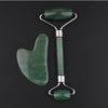 Natural Jade Facial Massage Double Roller Guasha Massager Board Set Silver