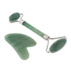 Natural Jade Facial Massage Double Roller Guasha Massager Board Set Silver