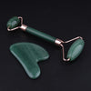 Natural Jade Facial Massage Double Roller Guasha Massager Board Set Rose Gold